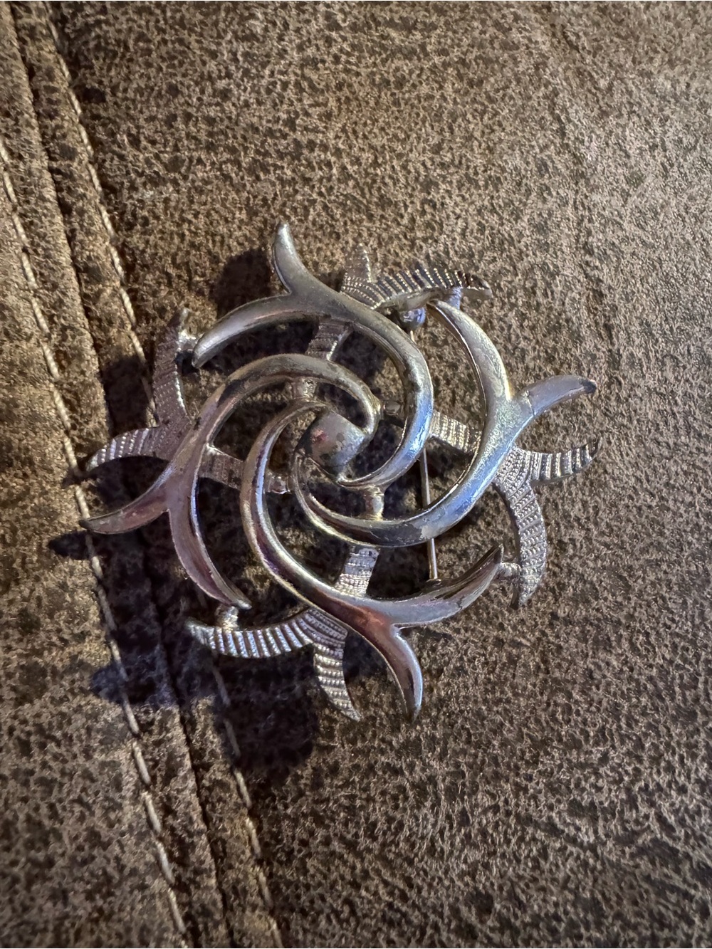 Silver Swirl Floral Brooch - Statement Pin